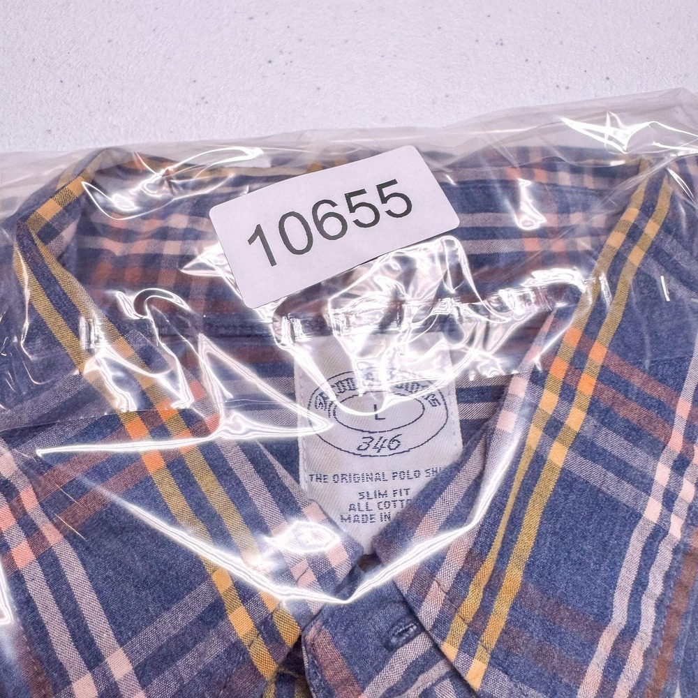 Brooks Brothers 346 Shirt Mens Large Blue Orange Plaid Slim Fit Button Down‎ - Picture 11 of 11